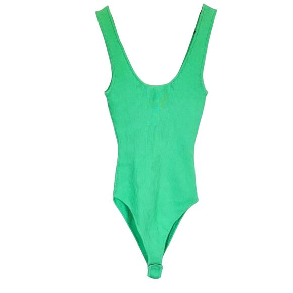 NWT Zara Ribbed Green Bodysuit - Picture 1 of 4